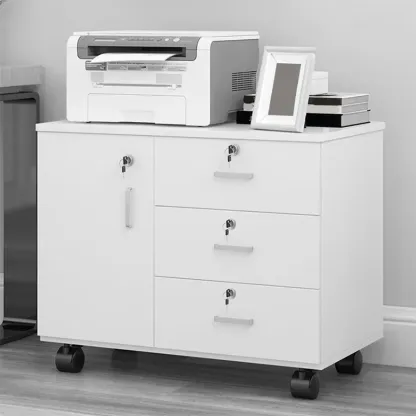 Elegant Wooden Lockable Filing Cabinet with 3-Drawers for Office Image - 21