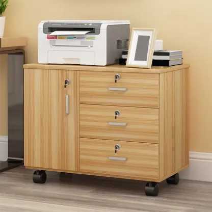 Elegant Wooden Lockable Filing Cabinet with 3-Drawers for Office Image - 28