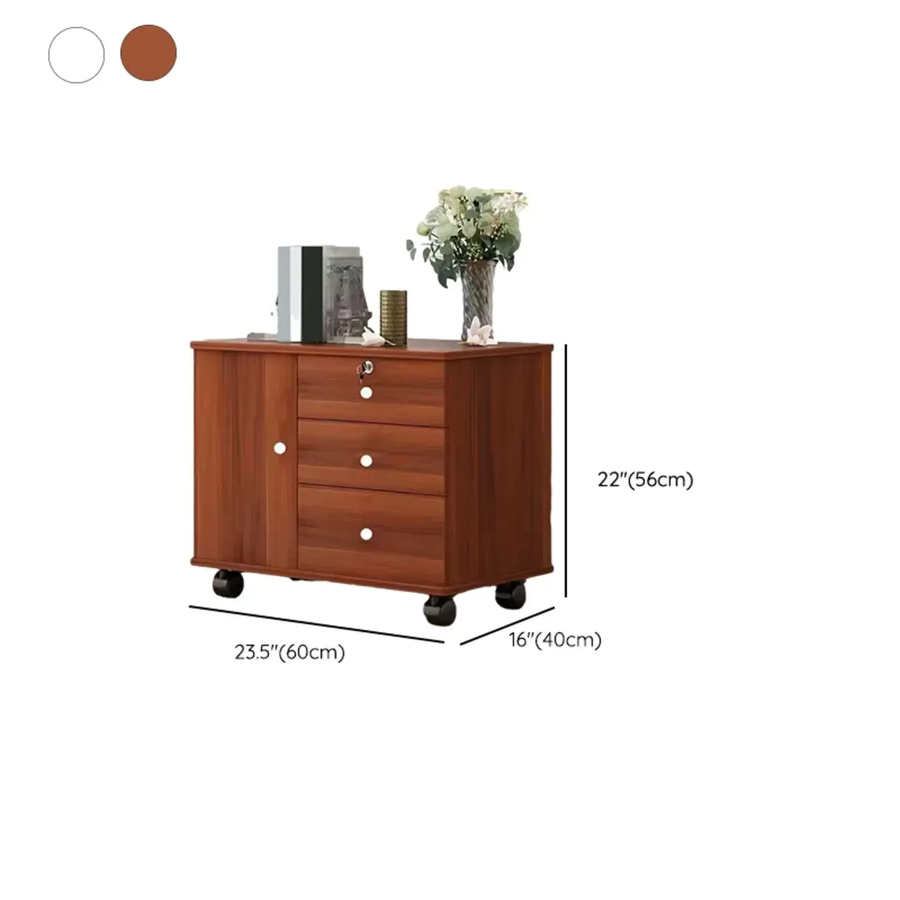 Elegant Wooden Lockable Filing Cabinet with 3-Drawers for Office Image - 31