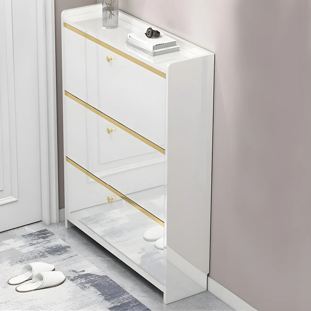 Entryway Glam Black Shoe Storage with Adjustable Shelves Image - 6 | homeyfad