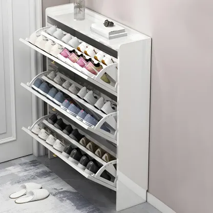 Entryway Glam Black Shoe Storage with Adjustable Shelves Image - 7