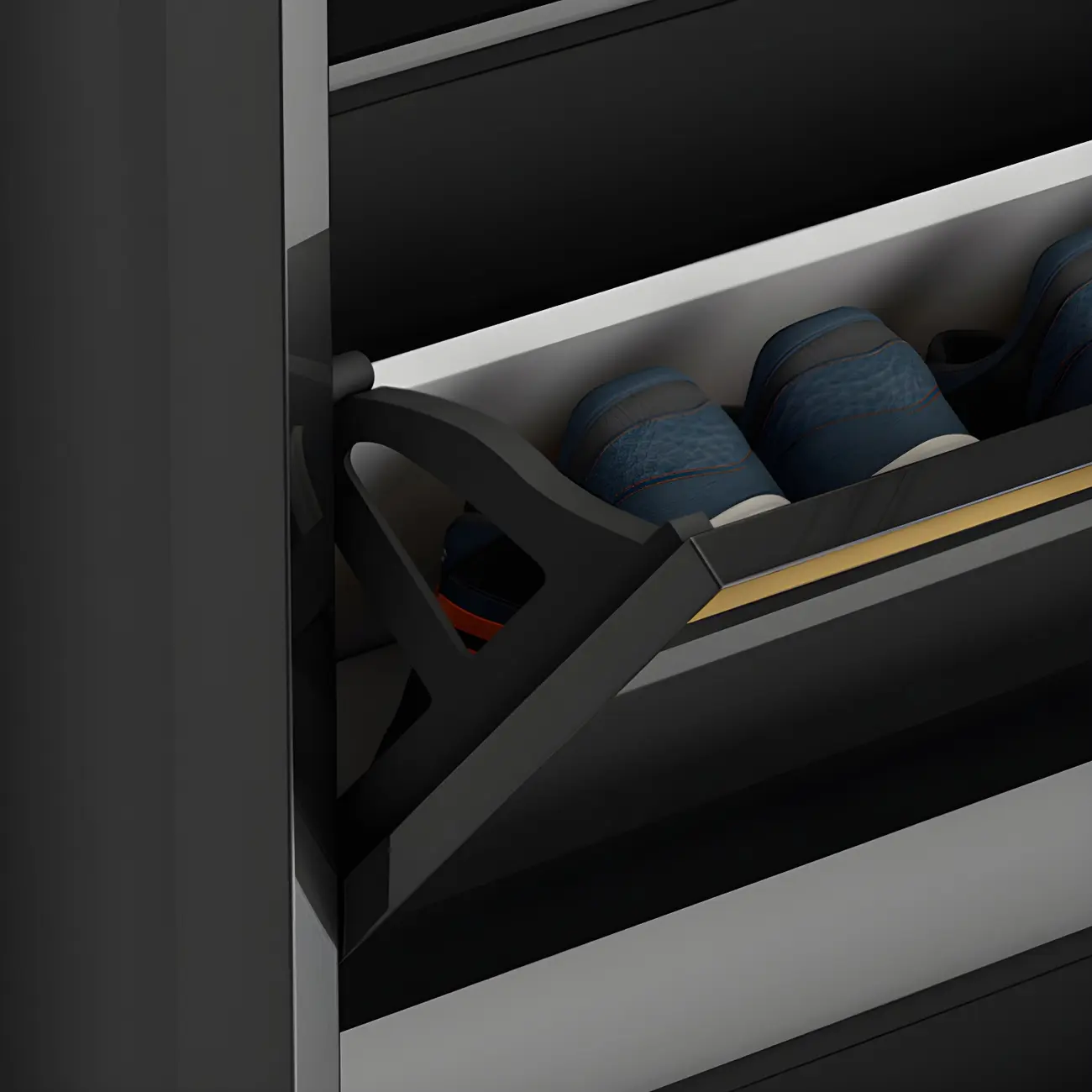 Entryway Glam Black Shoe Storage with Adjustable Shelves Image - 10 | homeyfad