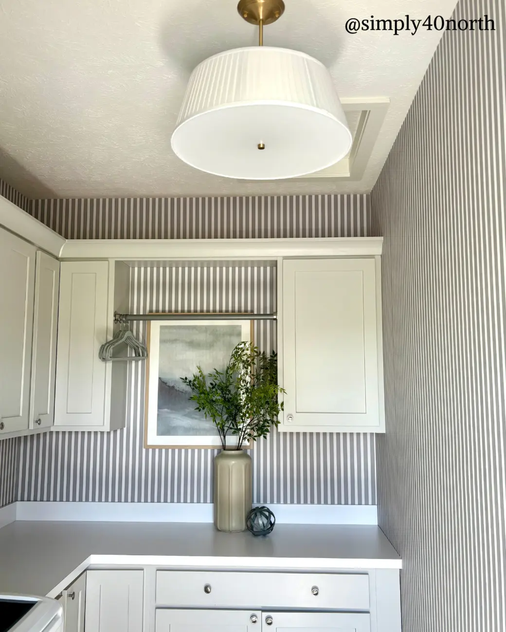 Minimalist Colonial White Drum Gold Semi Flush Ceiling Light Image - 1 | homeyfad