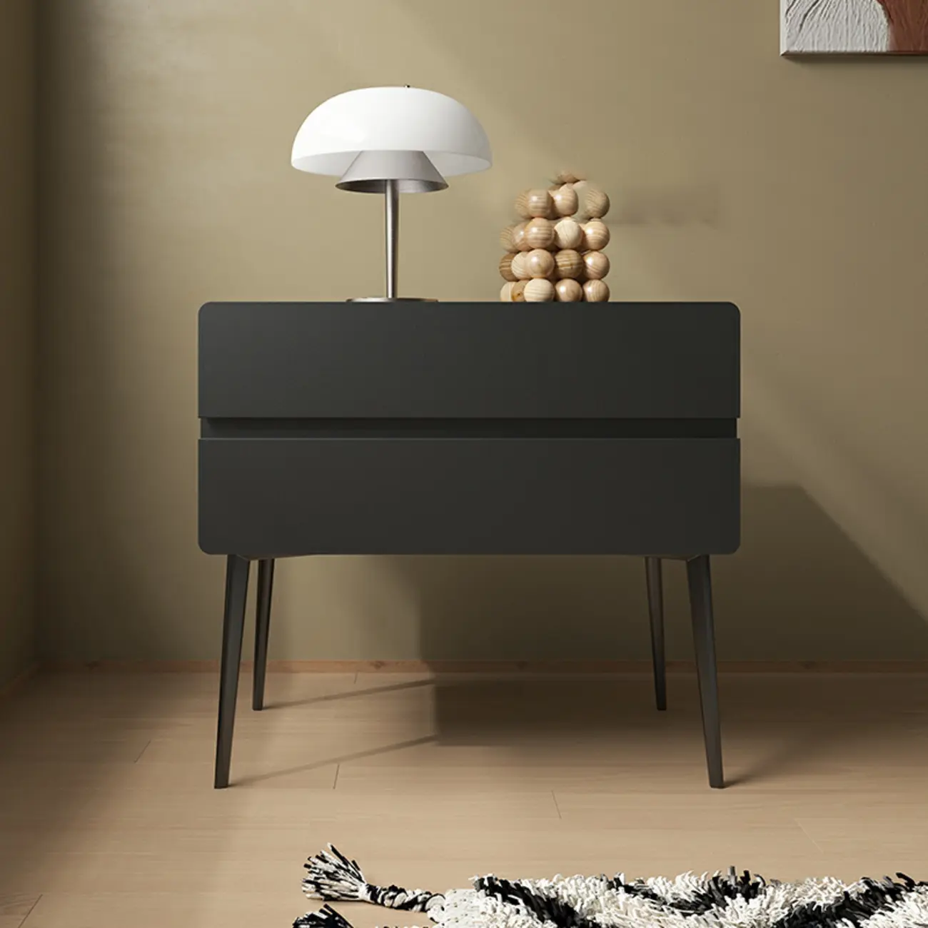 Scandinavian Pine Wood Leggy 2-Drawer Nightstand Image - 1 | homeyfad