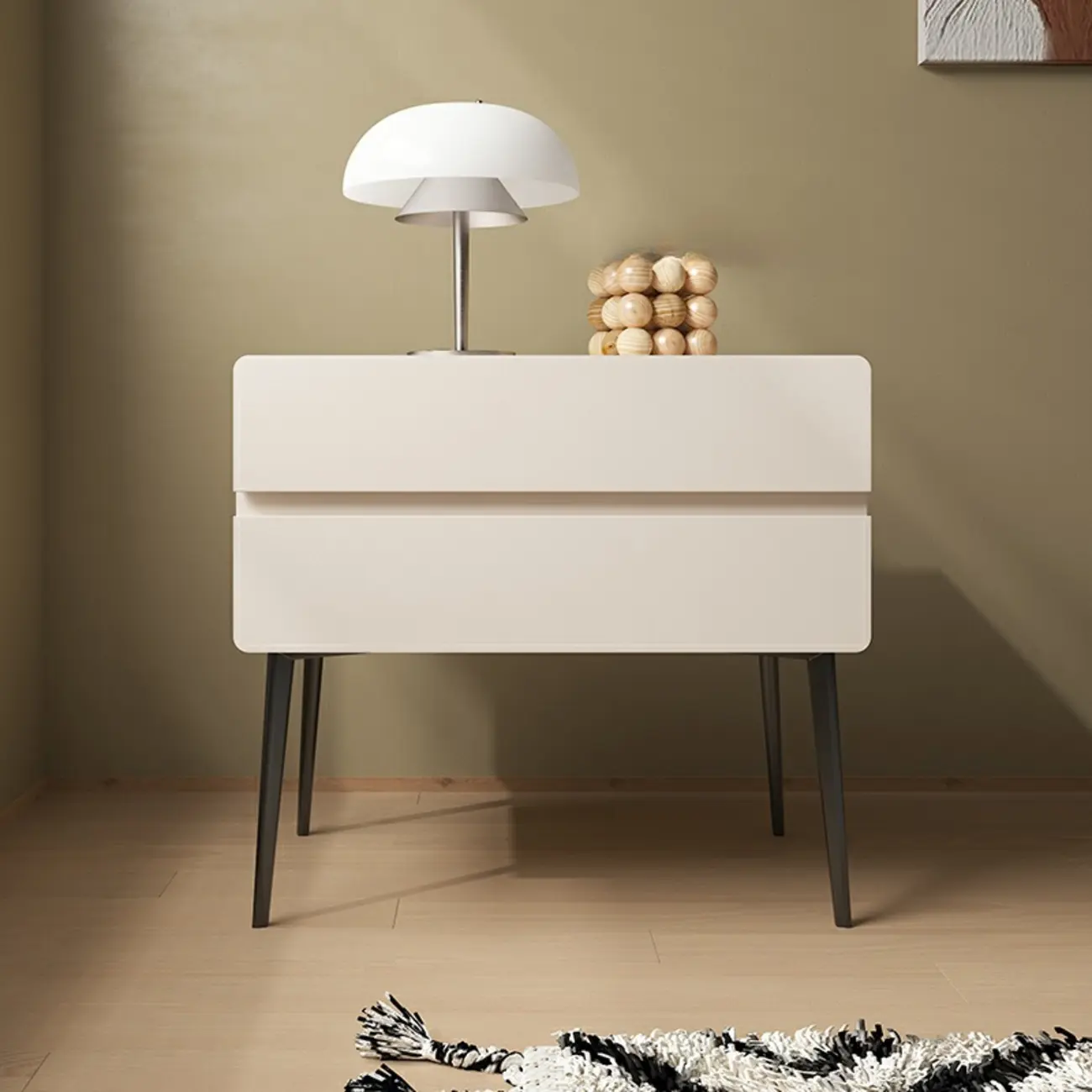 Scandinavian Pine Wood Leggy 2-Drawer Nightstand Image - 6 | homeyfad