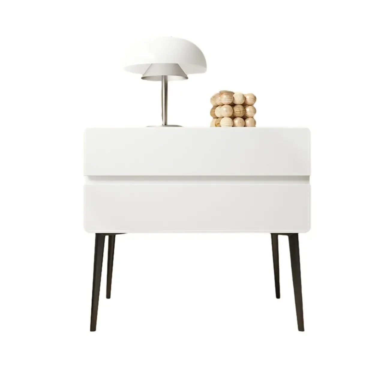 Scandinavian Pine Wood Leggy 2-Drawer Nightstand Image - 8