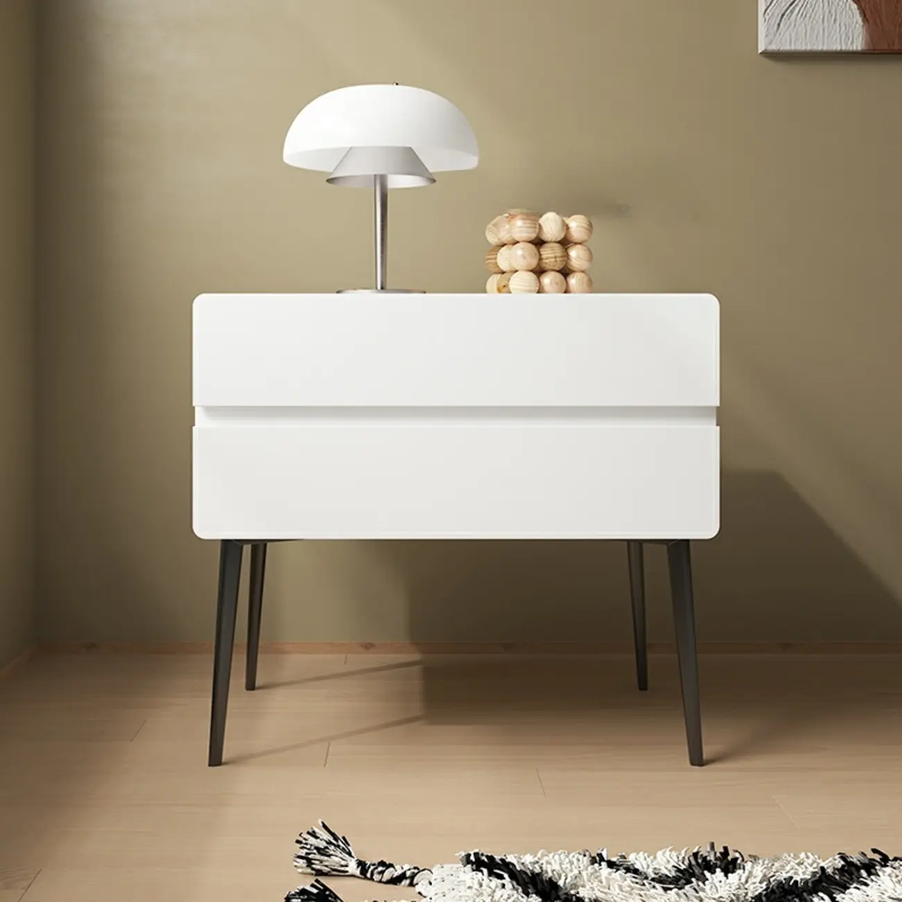 Scandinavian Pine Wood Leggy 2-Drawer Nightstand Image - 9 | homeyfad