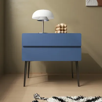 Scandinavian Pine Wood Leggy 2-Drawer Nightstand Image - 12