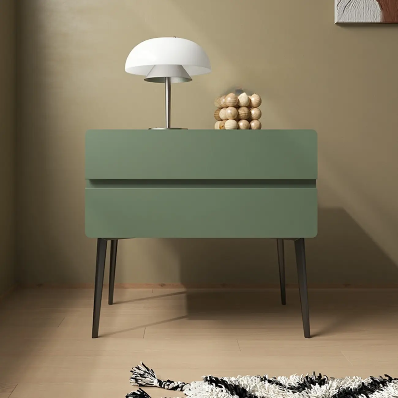 Scandinavian Pine Wood Leggy 2-Drawer Nightstand Image - 13 | homeyfad