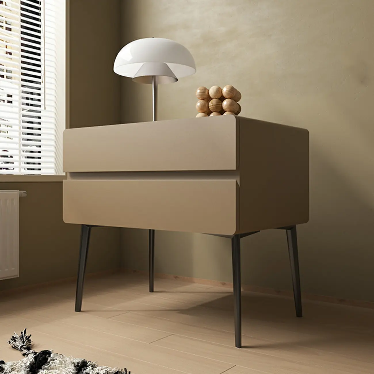 Scandinavian Pine Wood Leggy 2-Drawer Nightstand Image - 15 | homeyfad