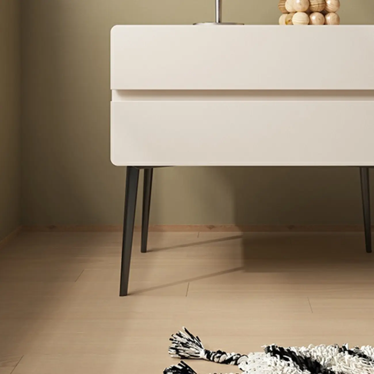 Scandinavian Pine Wood Leggy 2-Drawer Nightstand Image - 17 | homeyfad