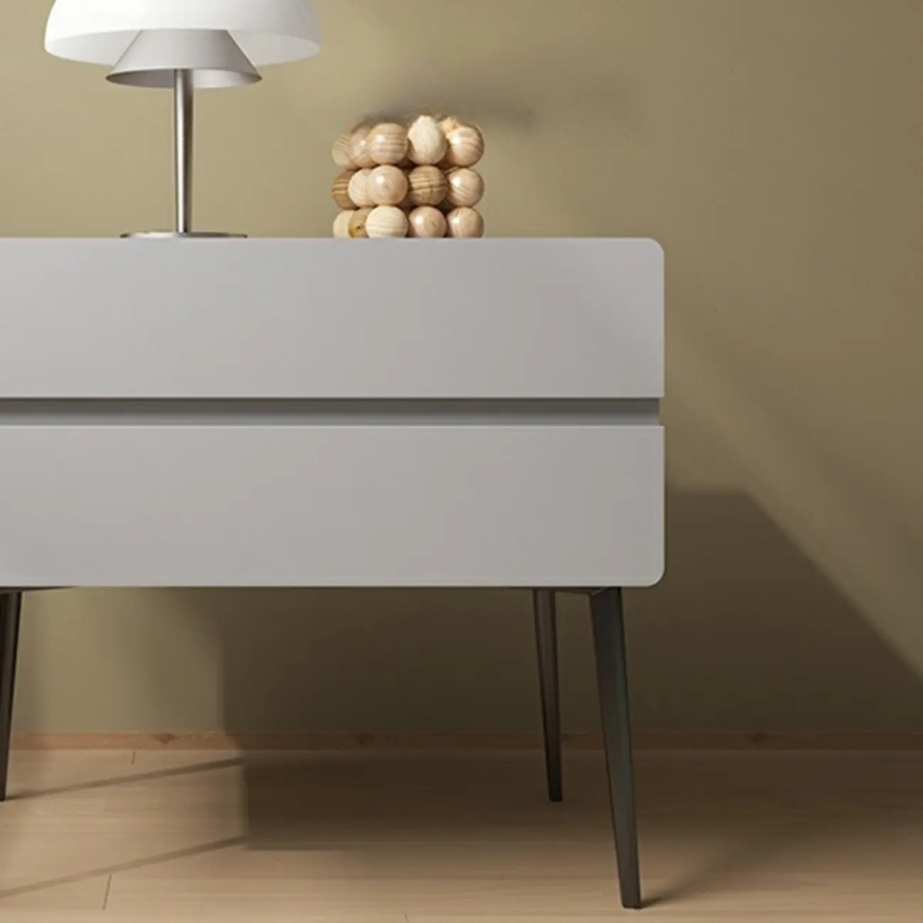 Scandinavian Pine Wood Leggy 2-Drawer Nightstand Image - 18 | homeyfad