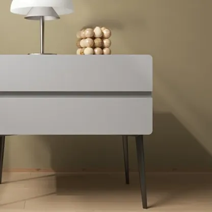 Scandinavian Pine Wood Leggy 2-Drawer Nightstand Image - 18