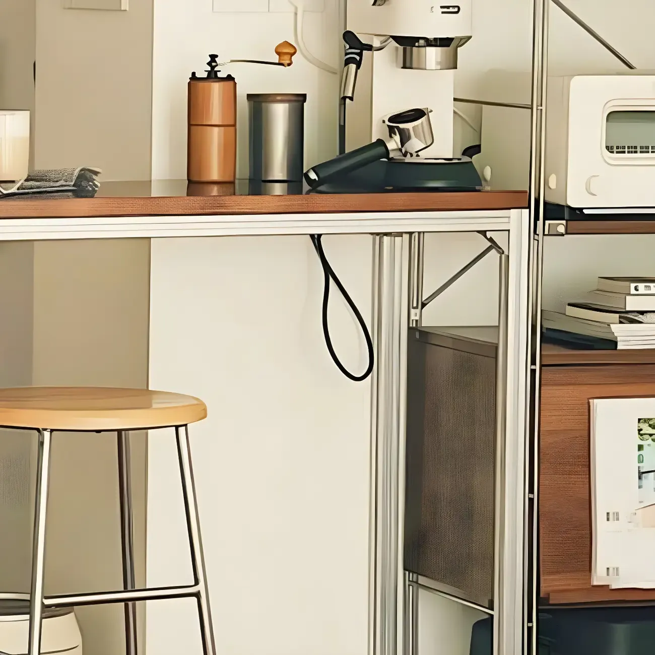 Modern Brown Wood Silver Metal Trestle Bar Tables Image - 9