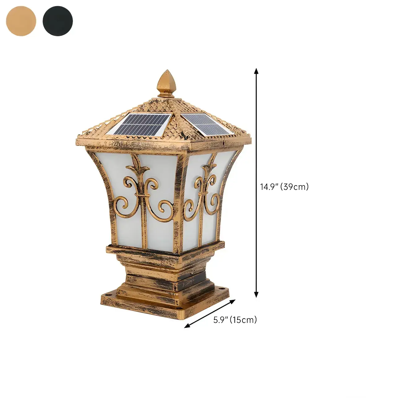 Vintage Brass Lantern Solar Outdoor Post Lights Image - 19 | homeyfad