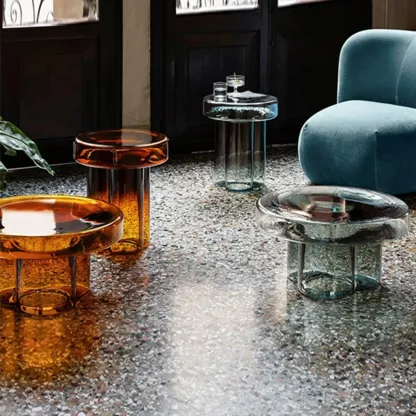 Stylish Glass Round Accent Side Table for Living Room Image - 8