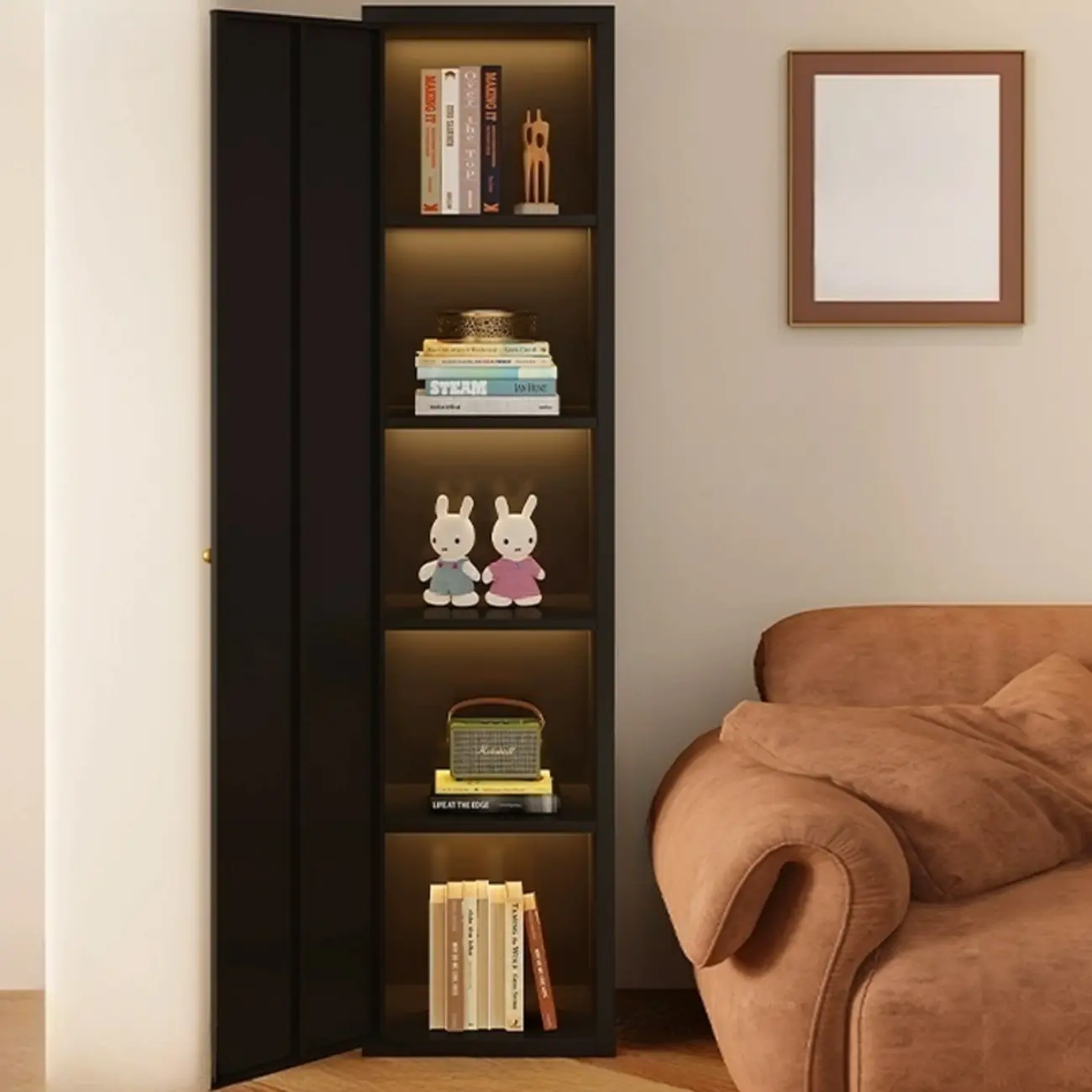 Modern Black Metal Adjustable Shelves Storage Cabinet Image - 1 | homeyfad
