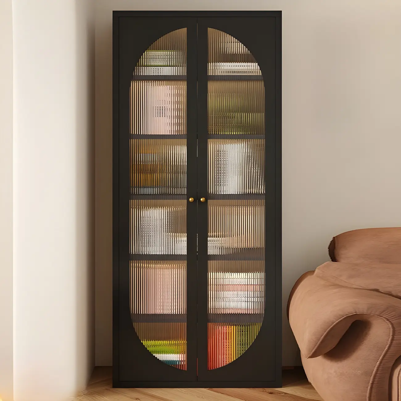 Modern Black Metal Adjustable Shelves Storage Cabinet Image - 4 | homeyfad