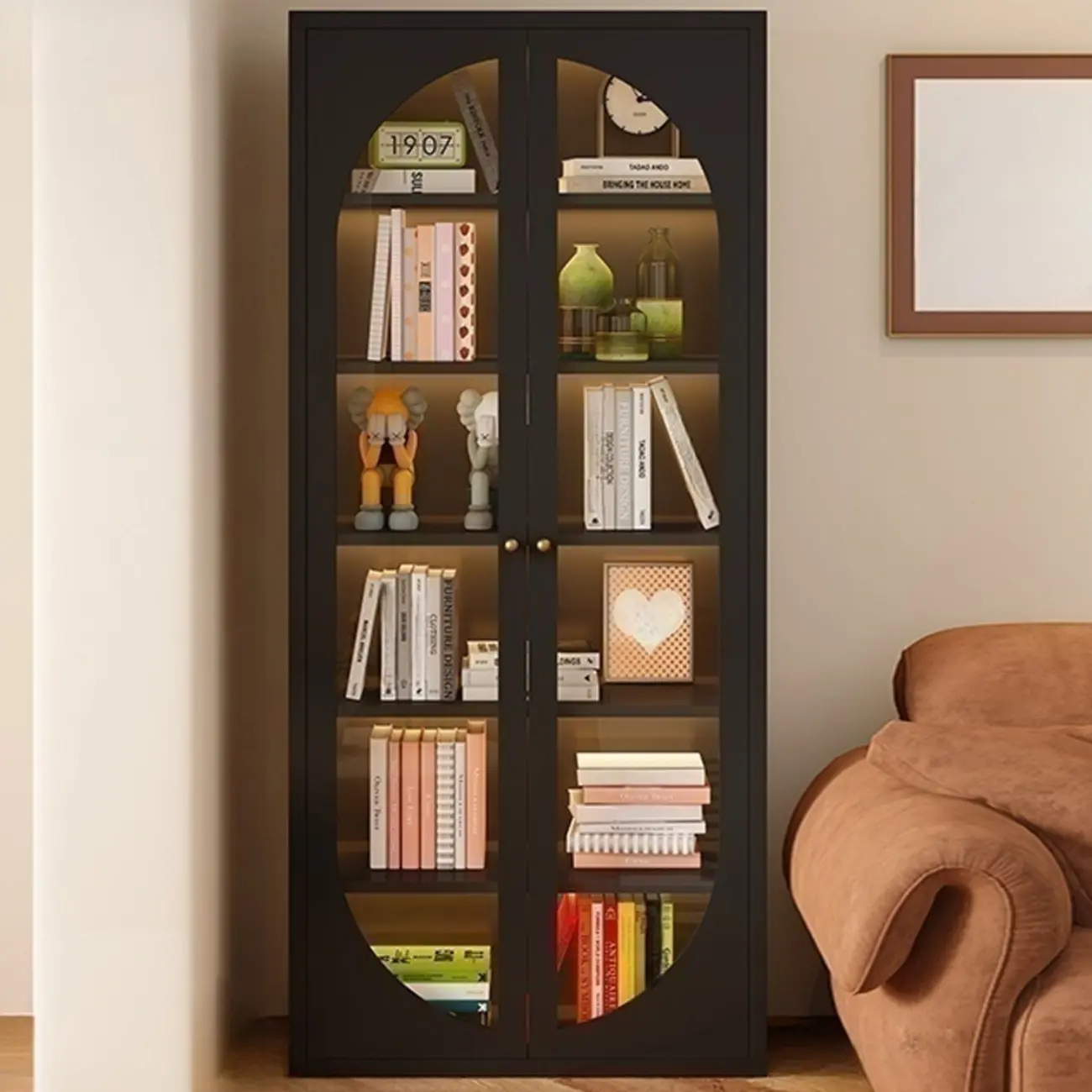 Modern Black Metal Adjustable Shelves Storage Cabinet Image - 5 | homeyfad