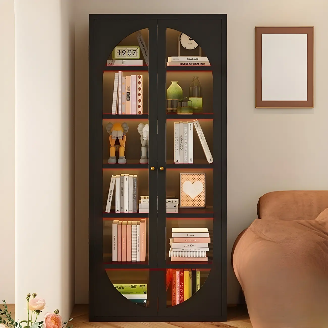 Modern Black Metal Adjustable Shelves Storage Cabinet Image - 9 | homeyfad