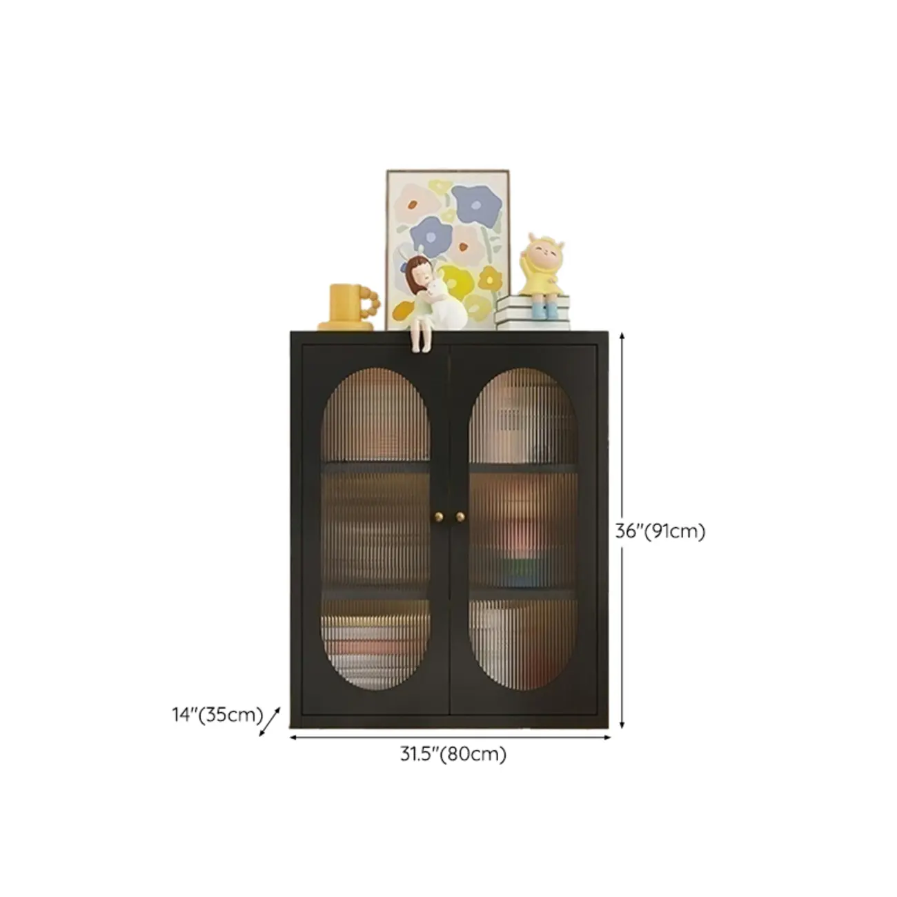 Modern Black Metal Adjustable Shelves Storage Cabinet Image - 11 | homeyfad