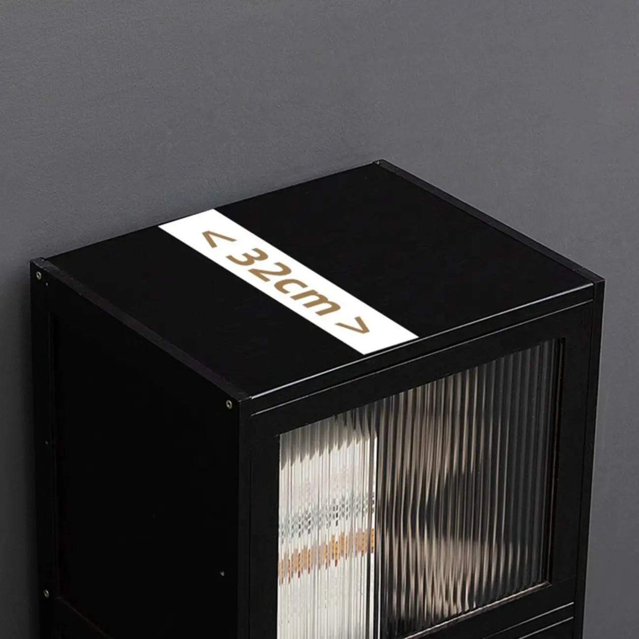 Sleek Black Bamboo Glass Display Cabinet for Living Room Image - 18 | homeyfad