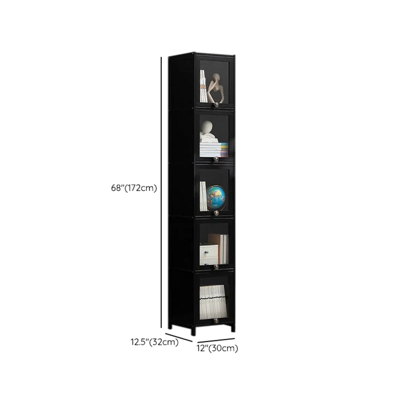 Sleek Black Bamboo Glass Display Cabinet for Living Room Image - 26 | homeyfad