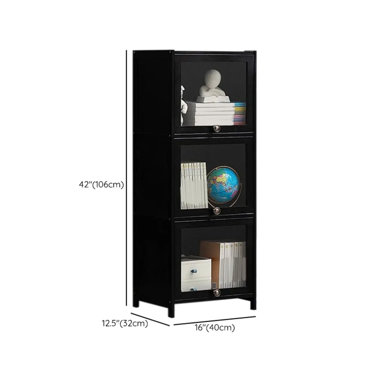 Sleek Black Bamboo Glass Display Cabinet for Living Room Image - 27 | homeyfad