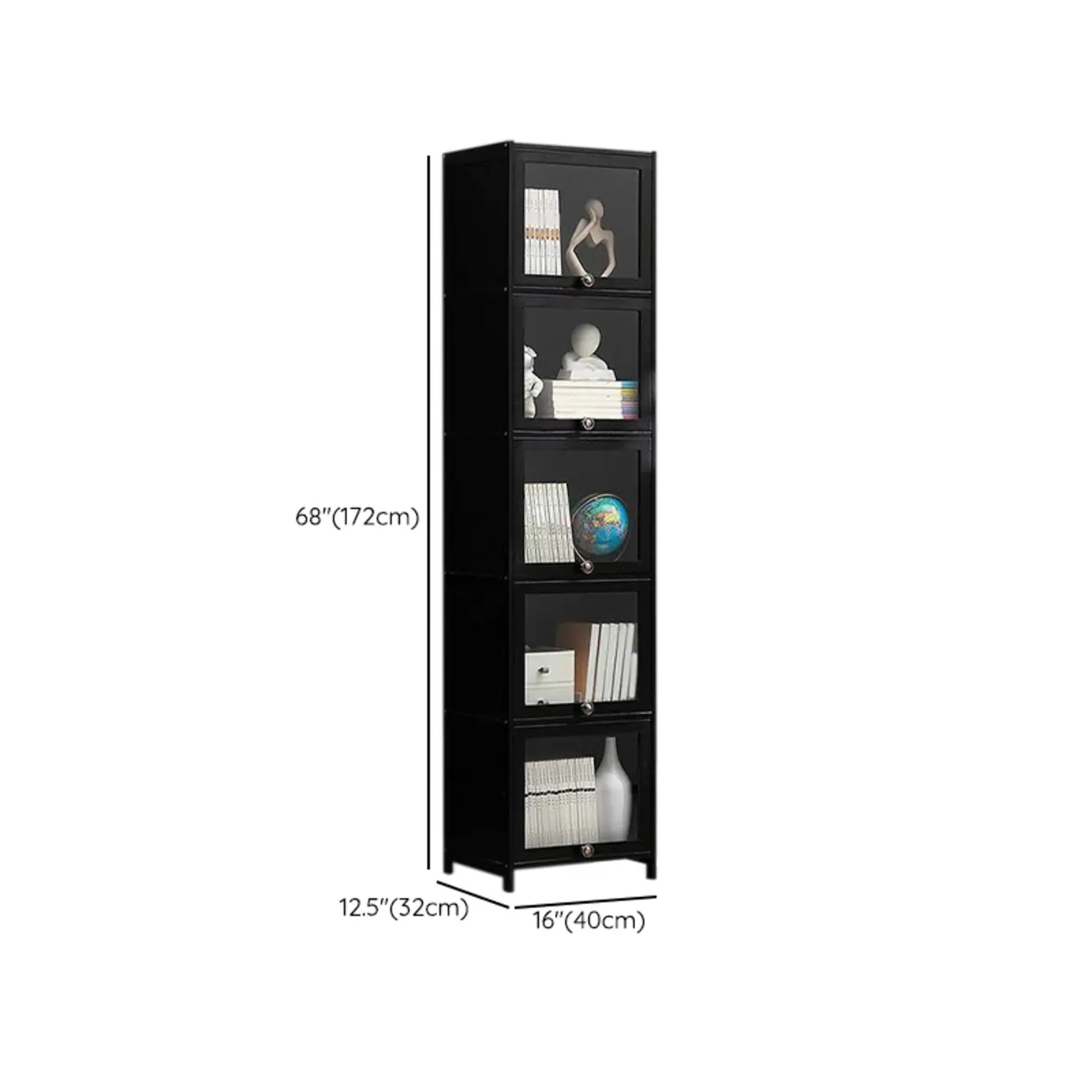 Sleek Black Bamboo Glass Display Cabinet for Living Room Image - 29 | homeyfad