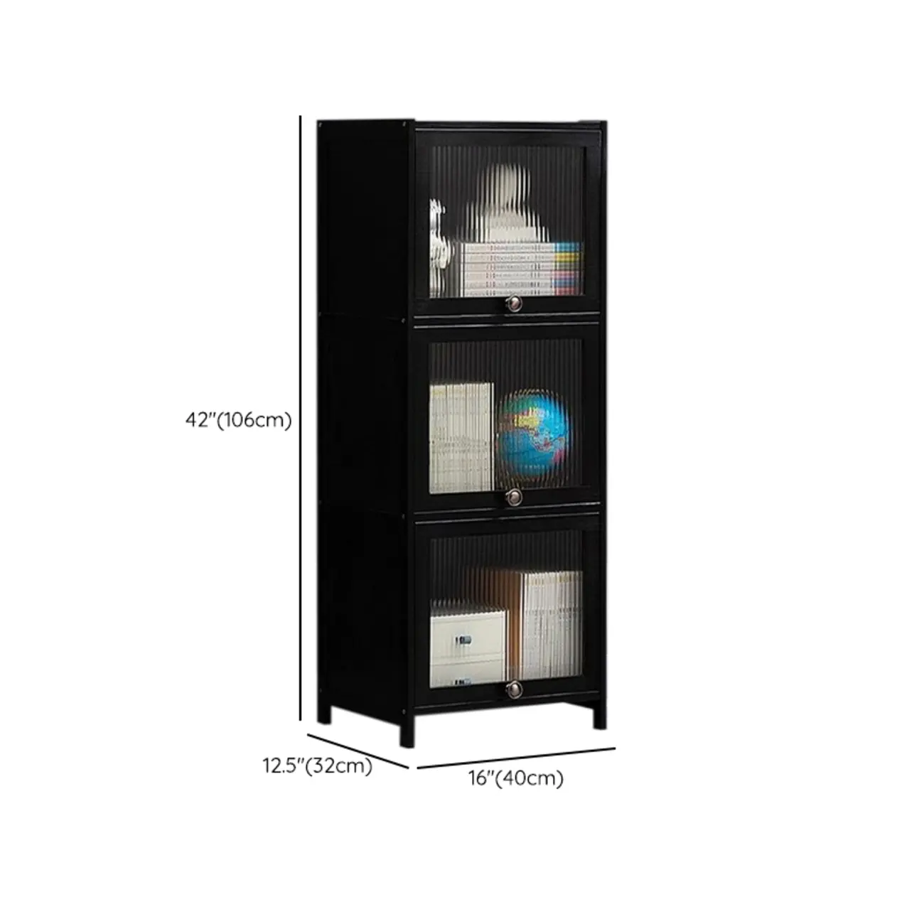 Sleek Black Bamboo Glass Display Cabinet for Living Room Image - 33 | homeyfad