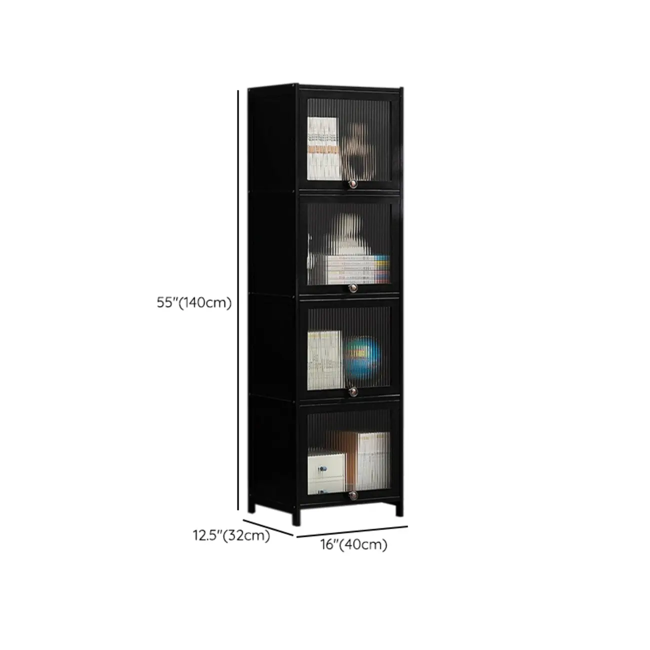 Sleek Black Bamboo Glass Display Cabinet for Living Room Image - 34 | homeyfad