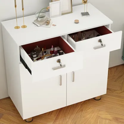 Durable Natural White Wooden Lockable Filing Cabinet for Office Image - 4