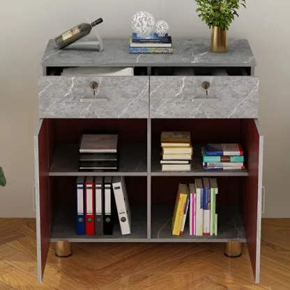 Durable Natural White Wooden Lockable Filing Cabinet for Office Image - 5
