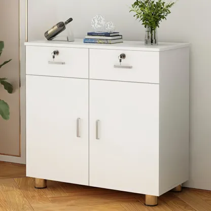 Durable Natural White Wooden Lockable Filing Cabinet for Office Image - 3
