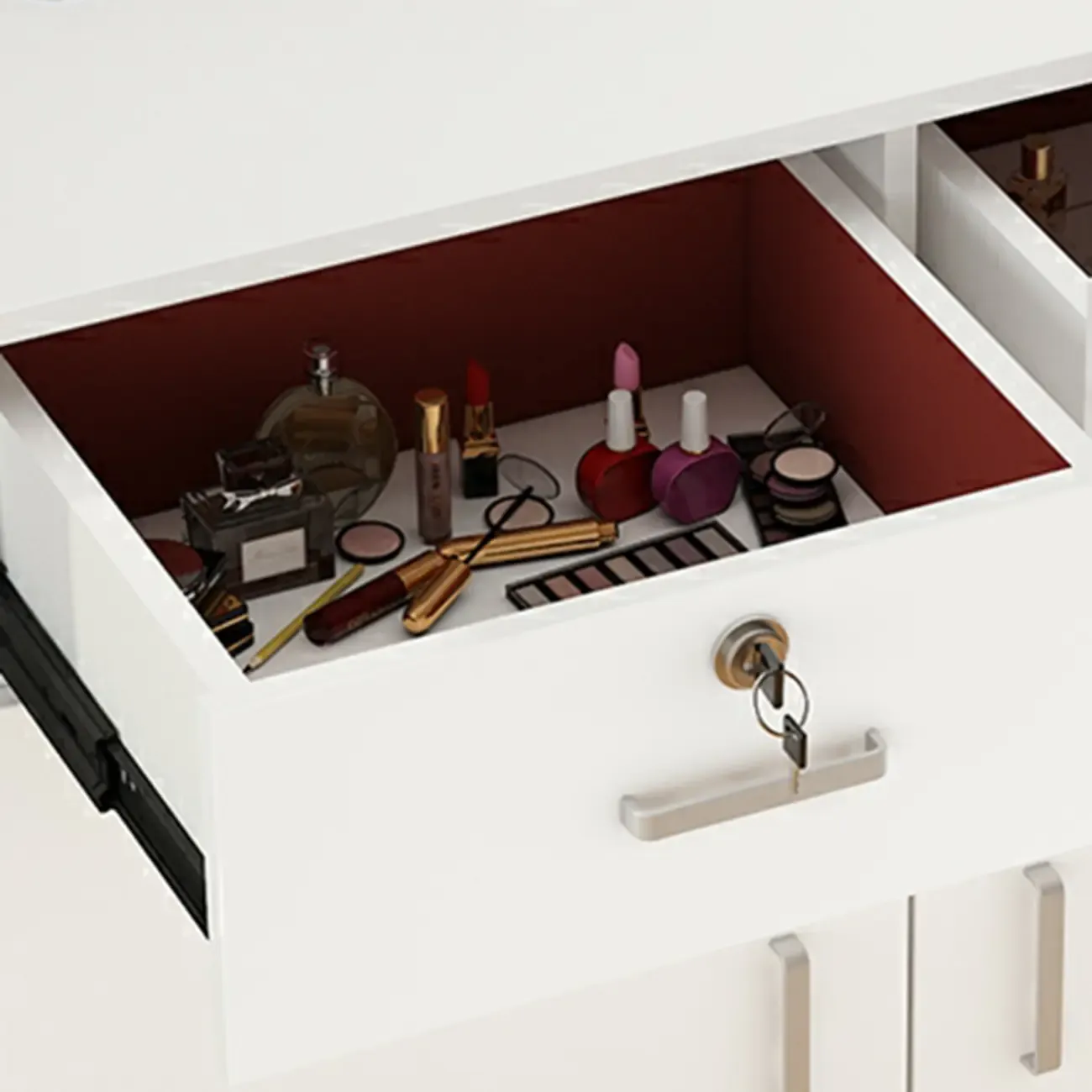 Durable Natural White Wooden Lockable Filing Cabinet for Office Image - 7