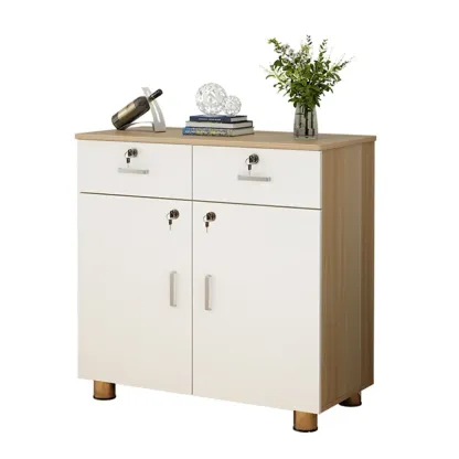 Durable Natural White Wooden Lockable Filing Cabinet for Office Image - 10