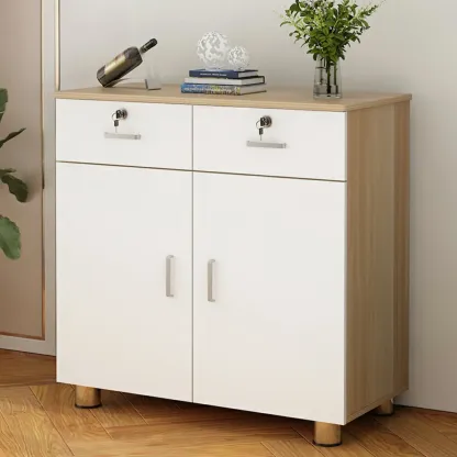 Durable Natural White Wooden Lockable Filing Cabinet for Office Image - 13
