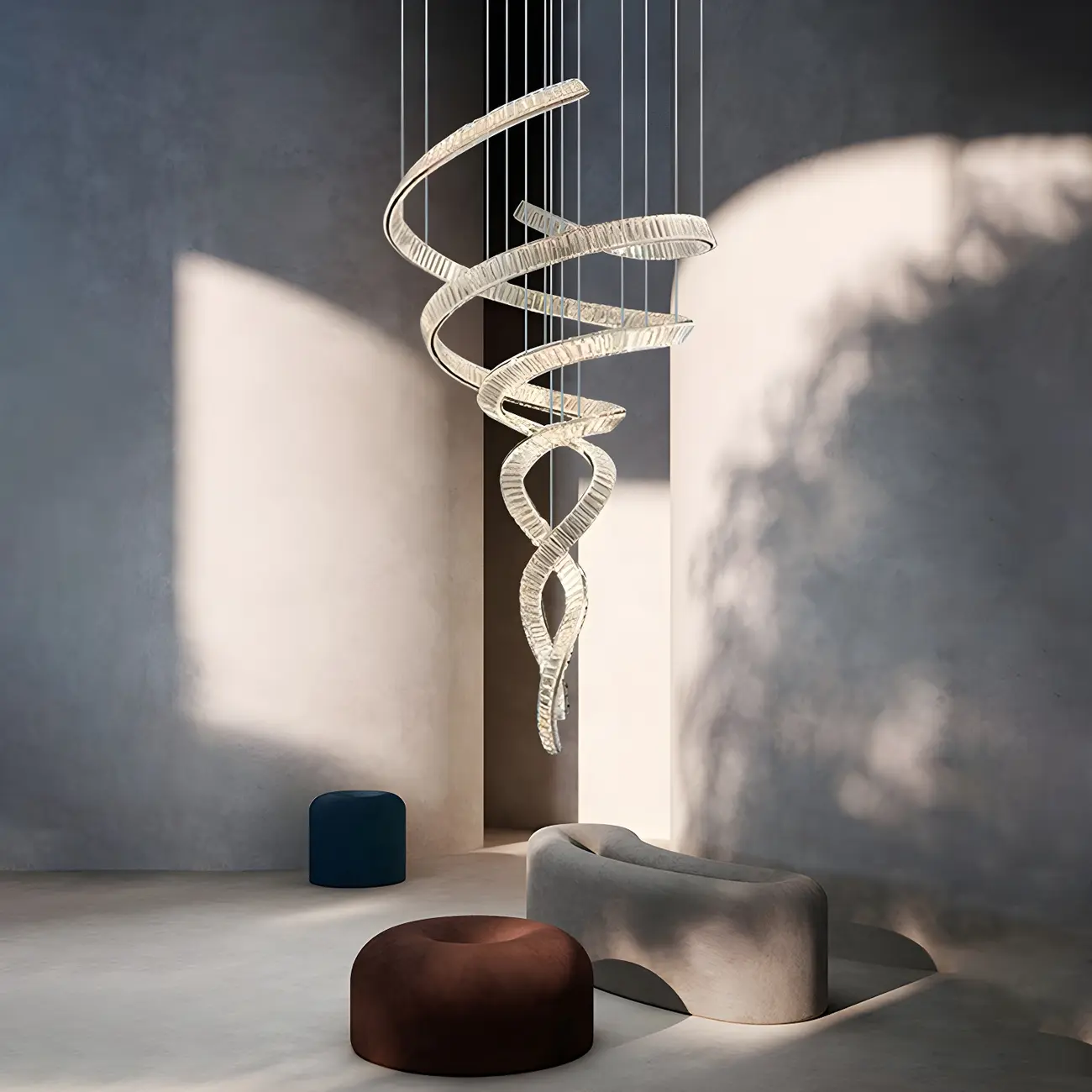 Gold Spiral Crystal Chandeliers Modern Artistic Design Image - 1 | homeyfad