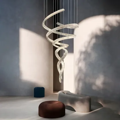 Gold Spiral Crystal Chandeliers Modern Artistic Design Image - 1