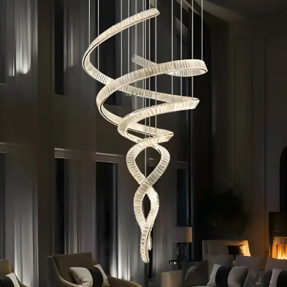 Gold Spiral Crystal Chandeliers Modern Artistic Design Image - 3