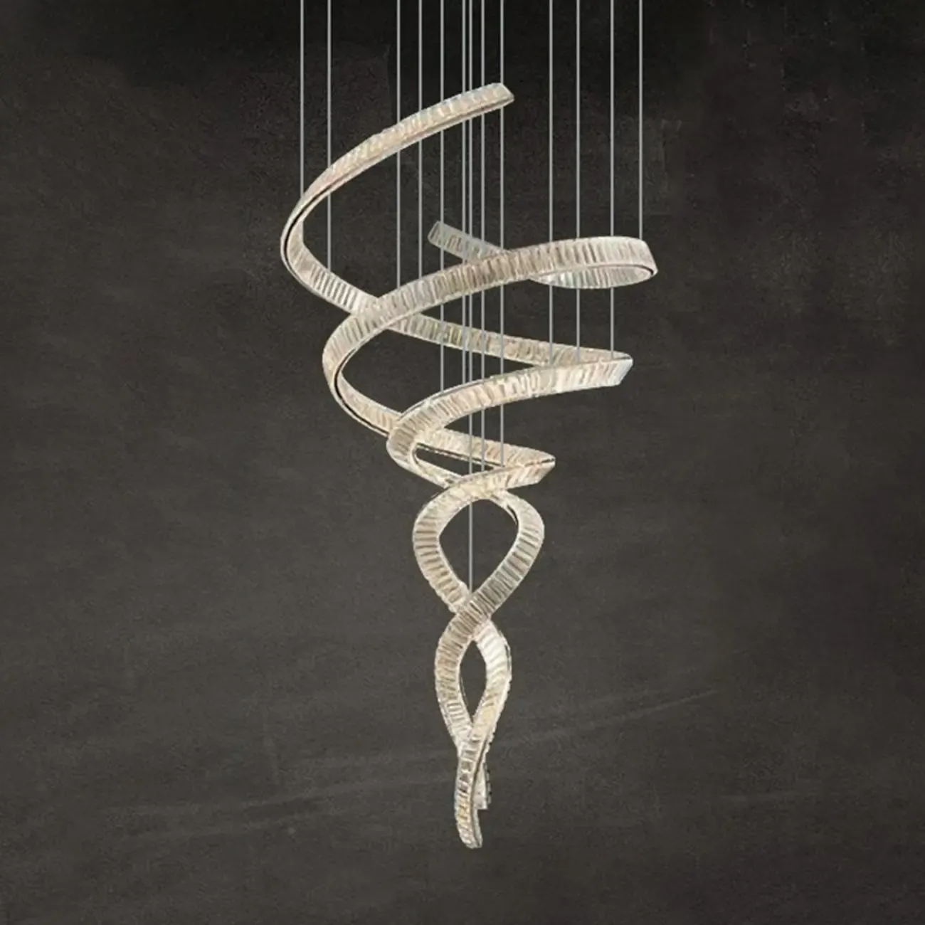 Gold Spiral Crystal Chandeliers Modern Artistic Design Image - 6