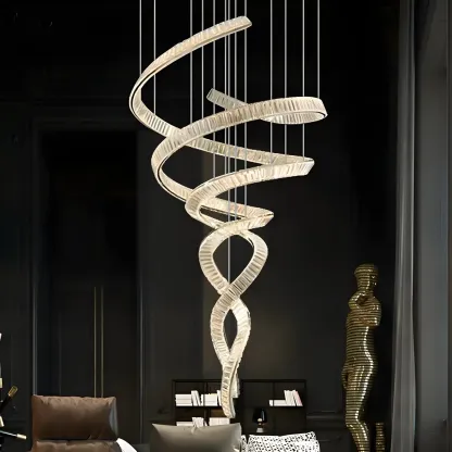 Gold Spiral Crystal Chandeliers Modern Artistic Design Image - 2