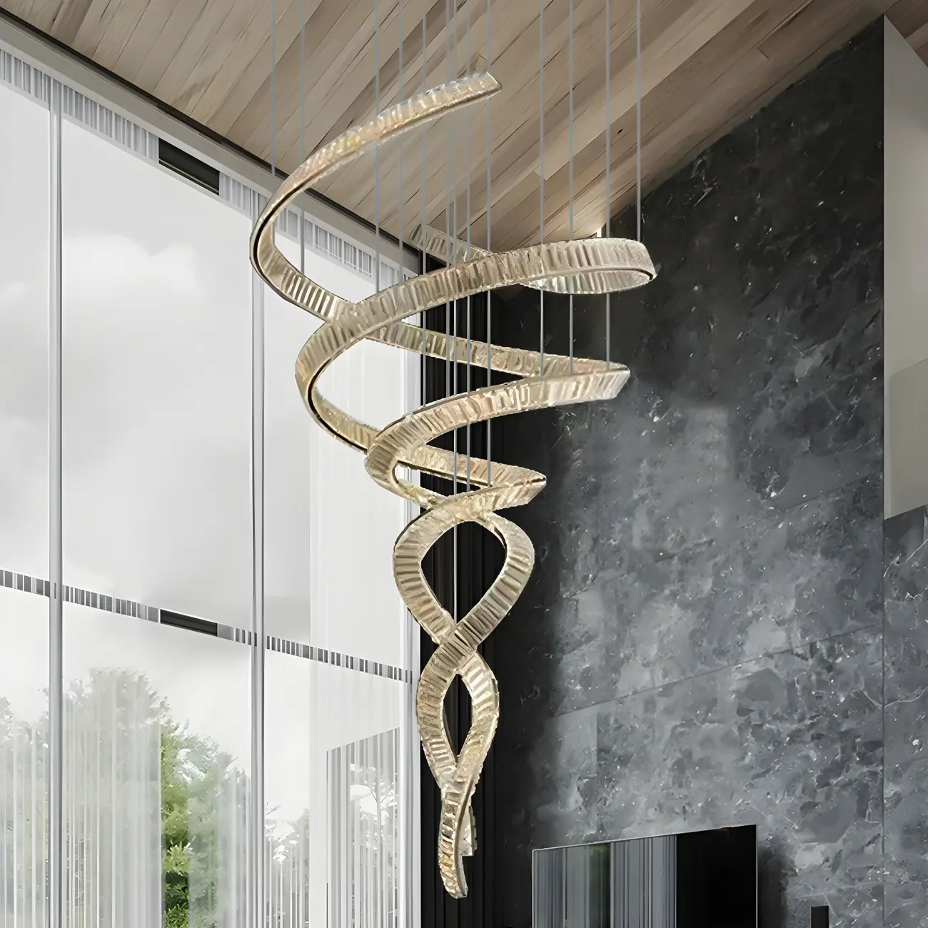 Gold Spiral Crystal Chandeliers Modern Artistic Design Image - 5 | homeyfad