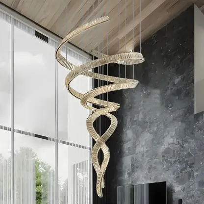 Gold Spiral Crystal Chandeliers Modern Artistic Design Image - 5