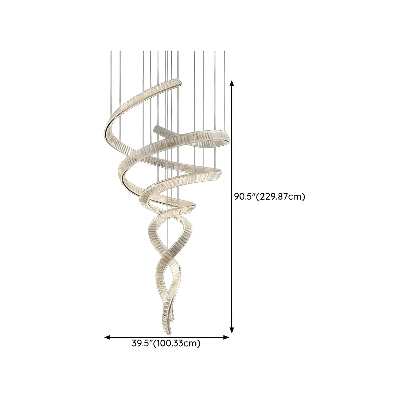 Gold Spiral Crystal Chandeliers Modern Artistic Design #size