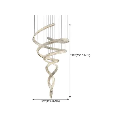 Gold Spiral Crystal Chandeliers Modern Artistic Design Image - 13