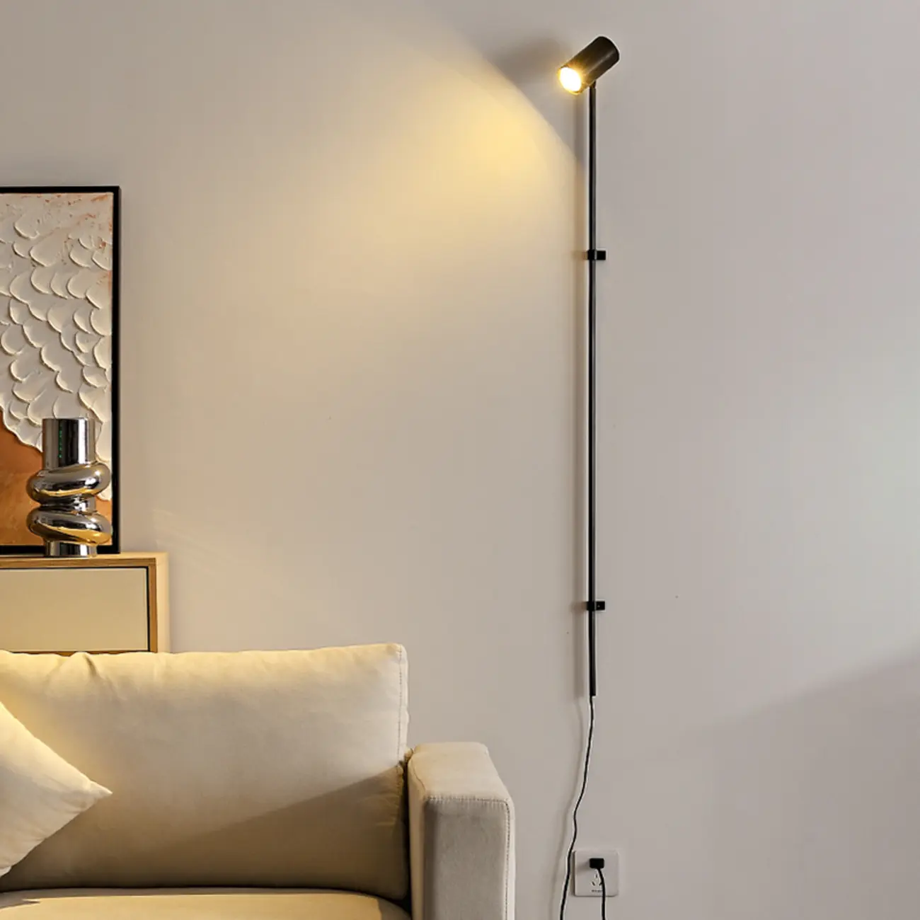 Industrial Black Plug In Wall Sconce with Adjustable Head | homeyfad