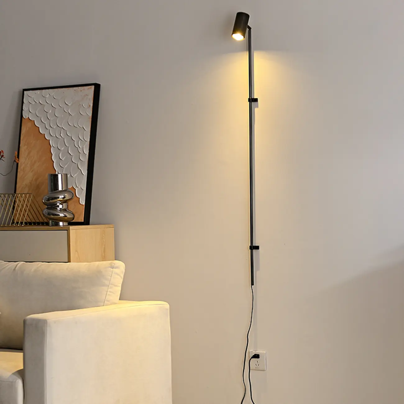 Industrial Black Plug In Wall Sconce with Adjustable Head | homeyfad