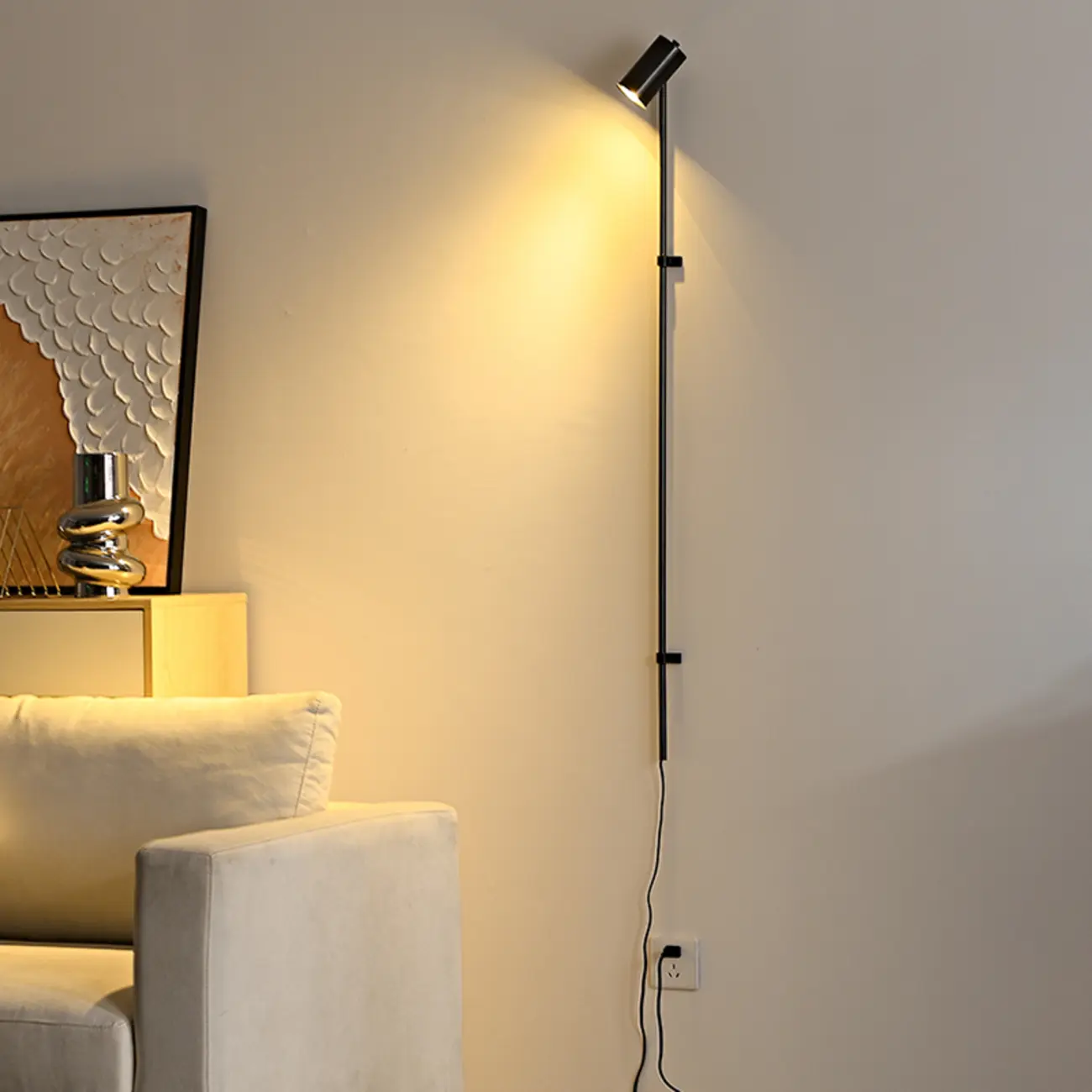 Industrial Black Plug In Wall Sconce with Adjustable Head | homeyfad