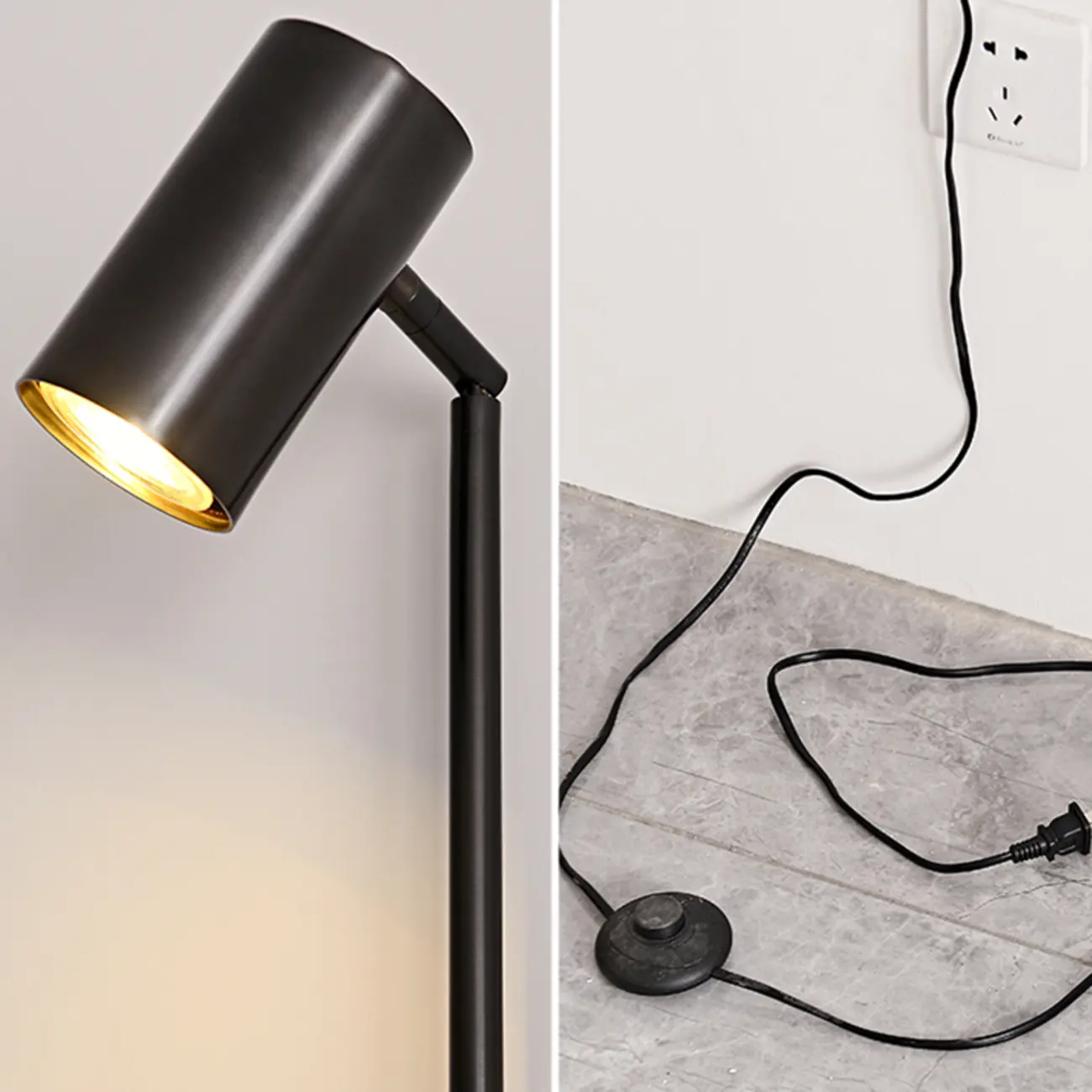 Industrial Black Plug In Wall Sconce with Adjustable Head | homeyfad